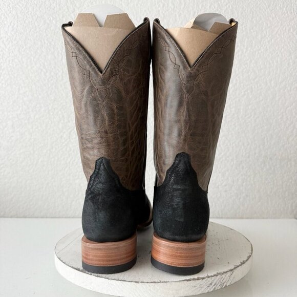 Rod Patrick Mens Cowboy Boots 13AA Black Pig Suede Western Square Toe 11" Shaft - Picture 3 of 13